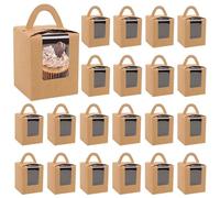 HKYBCF Scatola di imballaggio 30Pcs Cupcake Boxes Individual Cake Container Holders With Window Weddings per torte(Brown)