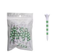 HKYBCF Tee da Golf T-Shirt da Golf 20 Pezzi, 70 mm/83,0 mm, a Righe Colorate, Set di Accessori in plastica Durevole a Quattro forchette for Uomo e Donna(Green 70mm20pcs)