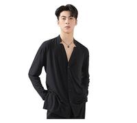 HKYBCF Top latino da uomo Men's Latin Dance Costumes Practice Clothes Training Shirts Tango Samba Chacha Competition Dresses(Black,XL)