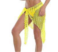 HKYFNNBW - Costume da bagno copricostume da bagno sexy da spiaggia, scialle all'uncinetto, gonna a rete da donna, copricostume da bagno da donna, Giallo, Taglia unica