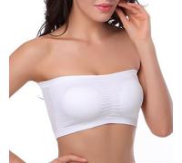 HKYFNNBW -Donne Senza Spalline Reggiseno A Fascia Tinta Unita Crop Rimovibile Imbottito Top Elastico Senza Cuciture Bandeau Tubo Yoga Allenamento Bralette, bianco, S