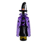 HKYFNNBW -Witch Halloween bottiglia di vino copertura spettrale bambola senza volto strega zucca bottiglia di vino decorazioni festa decorazione tavolo, Strega Nera, 43.1cm * 30.4cm/17 inches * 12