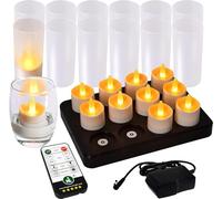 HL candela ricaricabile delle luci del tè con telecomando, candele led fiamma oscillante, Tempo di combustione 100 ore, 2/4/6/8-hours Funzione Timer, Ambra, 12 pezzi
