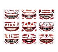 Hlagmix Adesivi per facce buffe di Halloween, adesivi per cicatrici in maschera | Decalcomanie per il viso con cicatrici horror,Decalcomanie per il trucco delle cicatrici di Halloween per Halloween,