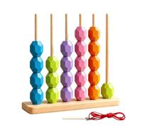 Hlagmix Gioco di Perline in Legno, Infilare Perline con Cubi da Impilare, Gioco di Ordinamento Forme Apprendimento, Giocattolo Educativo da Viaggio, Sviluppo Motricità Fine per Bambini, 3-6 Anni