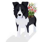 HLASMSPE Border Collie - Vaso da fiori per decorazioni da giardino, piccolo cucciolo regalo per donne, contenitore per piante a forma di cane, 43 x 25 cm