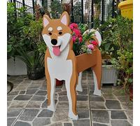 HLASMSPE Shiba Inu - Vaso per piante da giardino, per decorazioni da giardino, piccoli cuccioli da donna, contenitore per piante a forma di cane, 24 x 18 cm
