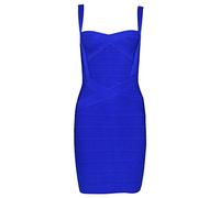 HLBandage Women's Spaghetti Strap Solid Mini Rayon Bandage Dress(M,Blu)