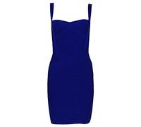 HLBandage Women's Spaghetti Strap Solid Mini Rayon Bandage Dress(M,Blu Marino)