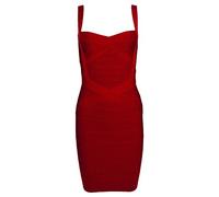 HLBandage Women's Spaghetti Strap Solid Mini Rayon Bandage Dress(S,Vino Rosso)