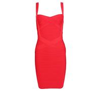 HLBandage Women's Spaghetti Strap Solid Mini Rayon Bandage Dress(XL,Rosso)