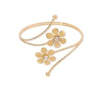 HLBEST Bracciali superiori regolabili con fiore grande e foglia, gioielli a mano, braccialetto unico a braccia aperte, accessorio elegante, ornamento unico per il braccio