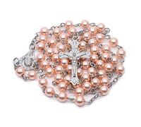 HLBEST Collana con ciondolo a forma di croce cattolica, rosario, medaglietta e crocifisso, gioielli in Terra Santa, regali religiosi, unisex, rosario, collana cattolica per uomini e donne, Misura
