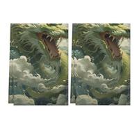 HLBSDM 2 strofinacci da cucina con drago cinese verde e nuvola, asciugamani da cucina a mano ad asciugatura rapida, decorazione per cucinare, pulizia domestica e asciugatura, 72 x 45 cm