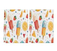 HLBSDM 2 strofinacci da cucina con motivo ghiacciolo, limone e anguria, ideali per l'estate, ad asciugatura rapida, decorativi per cucinare, pulire e asciugare in casa, 72 x 45 cm.