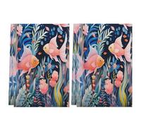 HLBSDM 2 strofinacci da cucina rosa con motivo pesci, alghe e fiori, asciugamani da cucina a mano ad asciugatura rapida, ideali per cucinare, pulire e asciugare in casa, 72 x 45 cm.