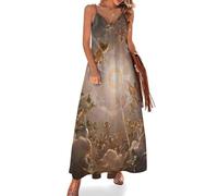 HLBSDM Abito Lungo da Donna con Spalline Sottili, Ispirato alla Mitologia Greca e agli dei, Perfetto per L'Estate e la Spiaggia.