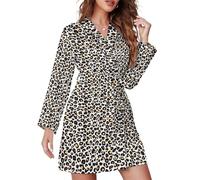 HLBSDM Accappatoio da Donna a Maniche Lunghe con Cintura e Stampa di di Cane Arancione e Osso, Morbido, Leggero, Sexy e Carino, Ideale per Il Tempo Libero.