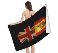 HLBSDM Asciugamano da spiaggia in microfibra con bandiera di Spagna e Gran Bretagna, ad asciugatura rapida, morbido, senza sabbia, ideale per piscina, nuoto e spiaggia, leggero e sottile.