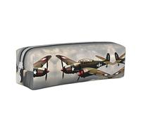 HLBSDM Astuccio in pelle con cerniera a forma di aereo della Seconda Guerra Mondiale, scala 2_00x, borsa per penne tridimensionale di grande capacità, resistente, comoda e portatile.