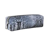 HLBSDM Astuccio portapenne con cerniera in pelle con motivo Neve che cade nel parco, grande capacità, resistente, comodo e portatile.