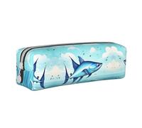 HLBSDM Astuccio portapenne con cerniera in pelle Flying Fish In The Oceans, grande capacità, resistente e portatile.