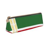 HLBSDM Astuccio triangolare in pelle con cerniera e bandiera della Repubblica Cecena, con ampia capacità di stoccaggio.