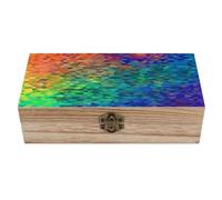 HLBSDM Baule portaoggetti decorativo in legno, scatola con coperchio, scatola in legno retrò con triangolo arcobaleno per foto e ricordi