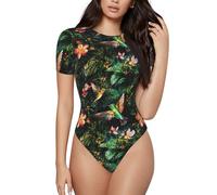 HLBSDM Body girocollo da donna con schizzi di vernice arcobaleno, magliette a maniche corte, top basic da donna