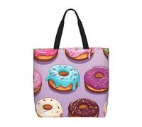 HLBSDM Bolsa de mano para mujer, con diseño de cupcakes y donuts, con cremallera, de gran capacidad, reutilizable.