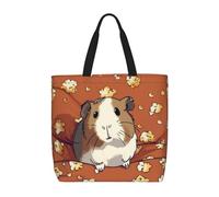 HLBSDM Bolso de mano para mujer, con diseño de animales de Guinea y palomitas de maíz, con cremallera, de gran capacidad, reutilizable.