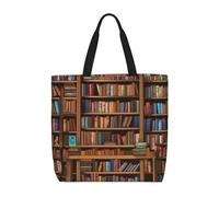 HLBSDM Bolso de mano para mujer, estilo biblioteca, con cremallera, reutilizable, de gran capacidad