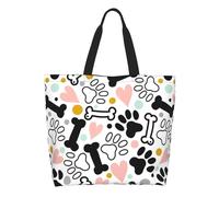 HLBSDM Borsa a tracolla grande con motivo a cane e carlino, casual, riutilizzabile, per la spesa, da viaggio e da donna