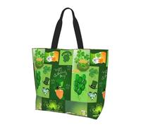 HLBSDM Borsa della spesa riutilizzabile per il giorno di San Patrizio, borse per la spesa con trifoglio, borsa tote con quadrifoglio per uomo e donna, borsa verde