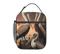 HLBSDM Borsa per il pranzo con motivo pellicano, riutilizzabile, carina, per uomo e donna, borsa termica a prova di perdite per lavoro, ufficio, viaggi e picnic.