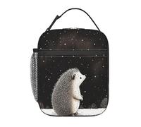 HLBSDM Borsa per il pranzo con riccio nella neve per uomo e donna, graziosa borsa termica in poliestere, riutilizzabile, grande capacità, borsa frigo riutilizzabile per lavoro, picnic o viaggi