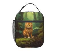 HLBSDM Borsa per il pranzo con simpatico gatto nel bosco, riutilizzabile, adatta a donne e uomini adulti, borsa termica a prova di perdite per lavoro, ufficio, viaggi e picnic.