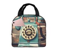 HLBSDM Borsa per il pranzo, porta pranzo per donne e uomini, riutilizzabile, isolata, borsa per il pranzo, per viaggi, lavoro, picnic, Inghilterra, Regno Unito, telefoni retrò di Londra