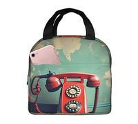 HLBSDM Borsa per il pranzo, porta pranzo per donne e uomini, riutilizzabile, isolata, per viaggi, lavoro, picnic, Inghilterra, Regno Unito, telefono retrò di Londra