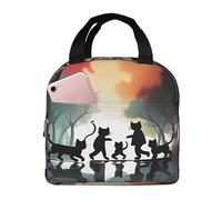 HLBSDM Borsa per il pranzo, porta pranzo per donne e uomini, riutilizzabile, isolata, per viaggi, lavoro, picnic, simpatico gattino felice