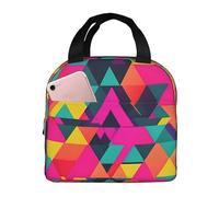 HLBSDM Borsa per il pranzo, porta pranzo per donne e uomini, riutilizzabile, isolata, per viaggi, lavoro, picnic, triangolo colorato