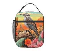 HLBSDM Borsa termica isolante Cactus Bird - Simpatica borsa a tracolla di grande capacità, riutilizzabile e rinfrescante, ideale per donne e uomini al lavoro, picnic, viaggi, ufficio e spiaggia.