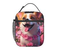 HLBSDM Borsa termica per il pranzo con faccina sorridente Corgi, riutilizzabile, impermeabile e portatile, adatta a uomini e donne.