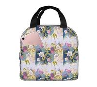 HLBSDM Borsa termica per il pranzo con fiori vivaci ad acquerello, borsa per il pranzo congelabile, impermeabile, bento box per il pranzo, per donne e uomini, per picnic, ufficio, spiaggia
