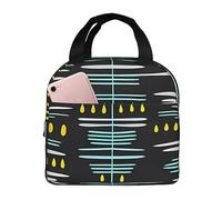 HLBSDM Borsa termica per il pranzo con linee e puntini in stile stick figure, borsa per il pranzo bento impermeabile, borsa per il pranzo da donna e uomo, per picnic, ufficio, spiaggia
