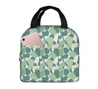 HLBSDM Borsa termica per il pranzo con mosaico irregolare verde astratto, borsa per il pranzo congelabile, impermeabile, bento box per il pranzo da donna e uomo, per picnic, ufficio, spiaggia