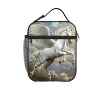 HLBSDM Borsa termica per il pranzo con motivo cavallo Pegaso e luna, adatta a uomini e donne, con manico removibile.