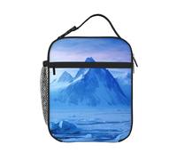 HLBSDM Borsa termica per il pranzo con paesaggio montano invernale, ideale per uomo e donna, con manico removibile.