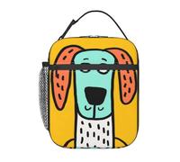HLBSDM Borsa termica per il pranzo con simpatico cane - Borsa a tracolla riutilizzabile di grande capacità, ideale per donne e uomini, per lavoro, picnic, viaggi, ufficio e spiaggia.