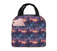 HLBSDM Borsa termica per il pranzo con stampa Cyber Cowboy Sunset, porta pranzo per uomo e donna, a prova di perdite, riutilizzabile, grande capacità, per ufficio, lavoro, picnic, viaggi